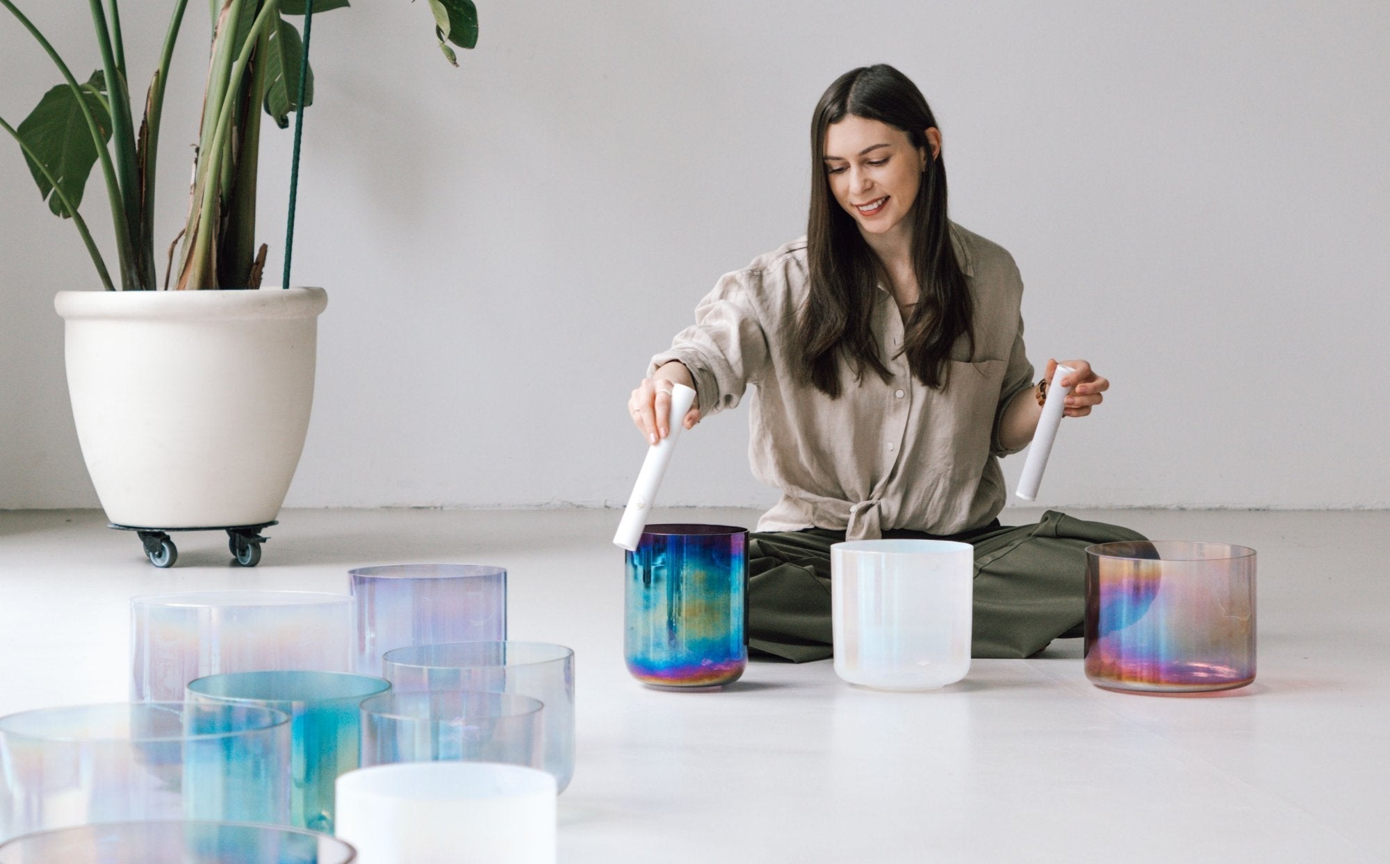 Harmonierte Kristallklangschalen Sets von Sneti Bowls für Sound Medeitationen