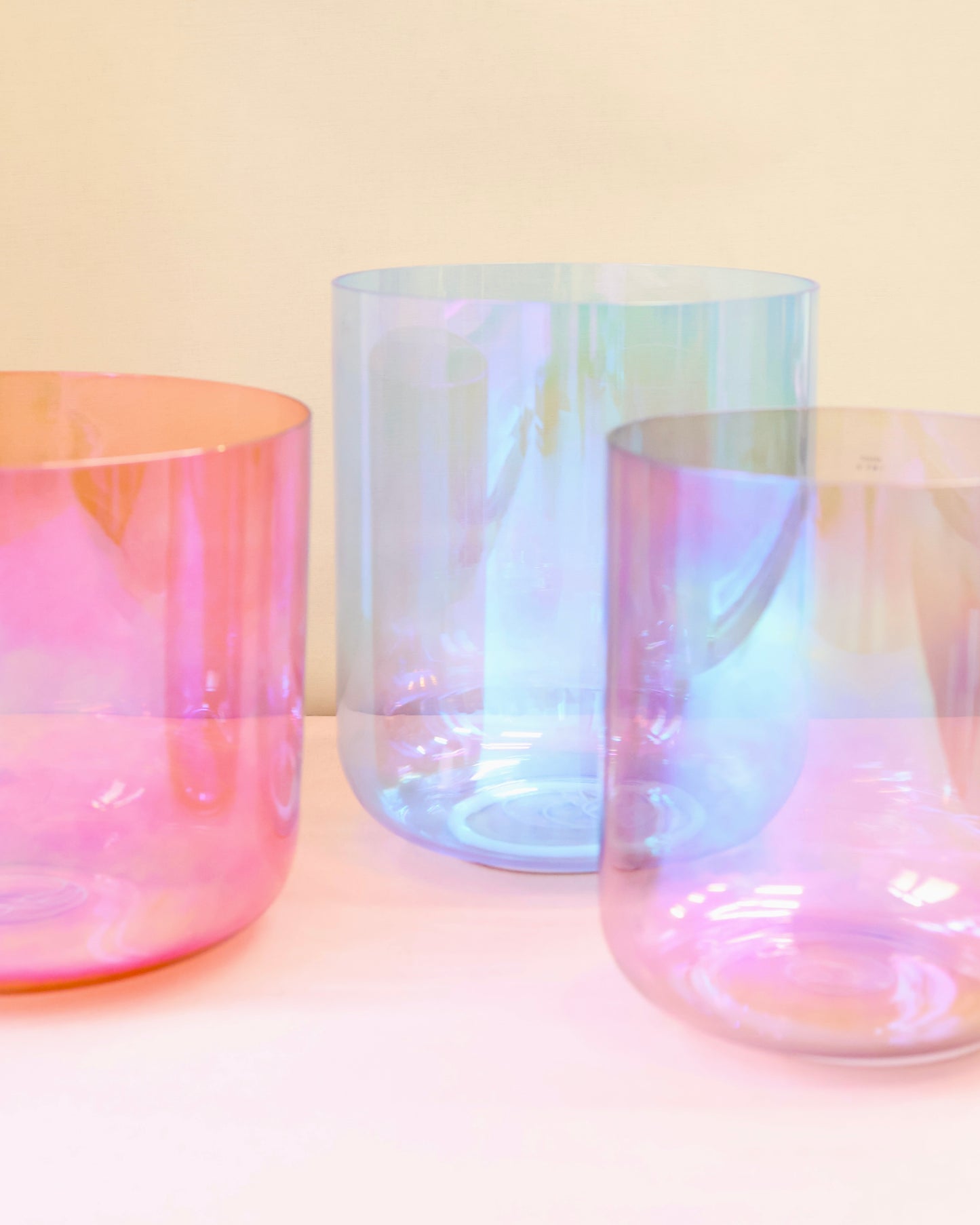 Set Kristallklangschalen Ton F# A C# für Sound Meditationen Senti Bowls
