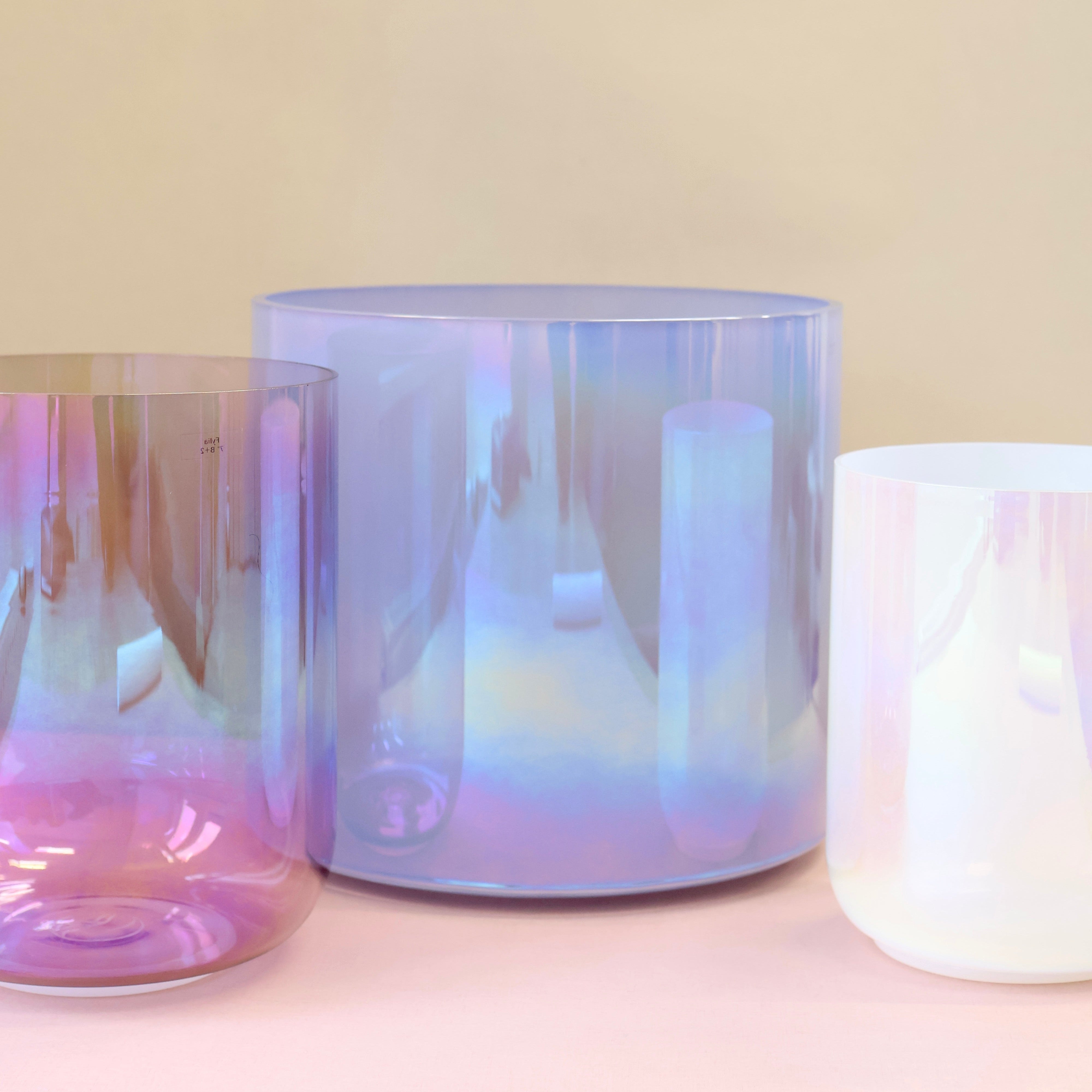 Set Kristallklangschalen Ton G# B E für Sound Meditationen Senti Bowls