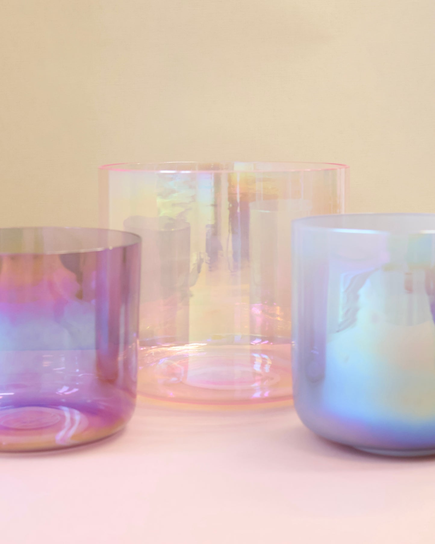 Set Kristallklangschalen Ton C G E für Sound Meditationen Senti Bowls