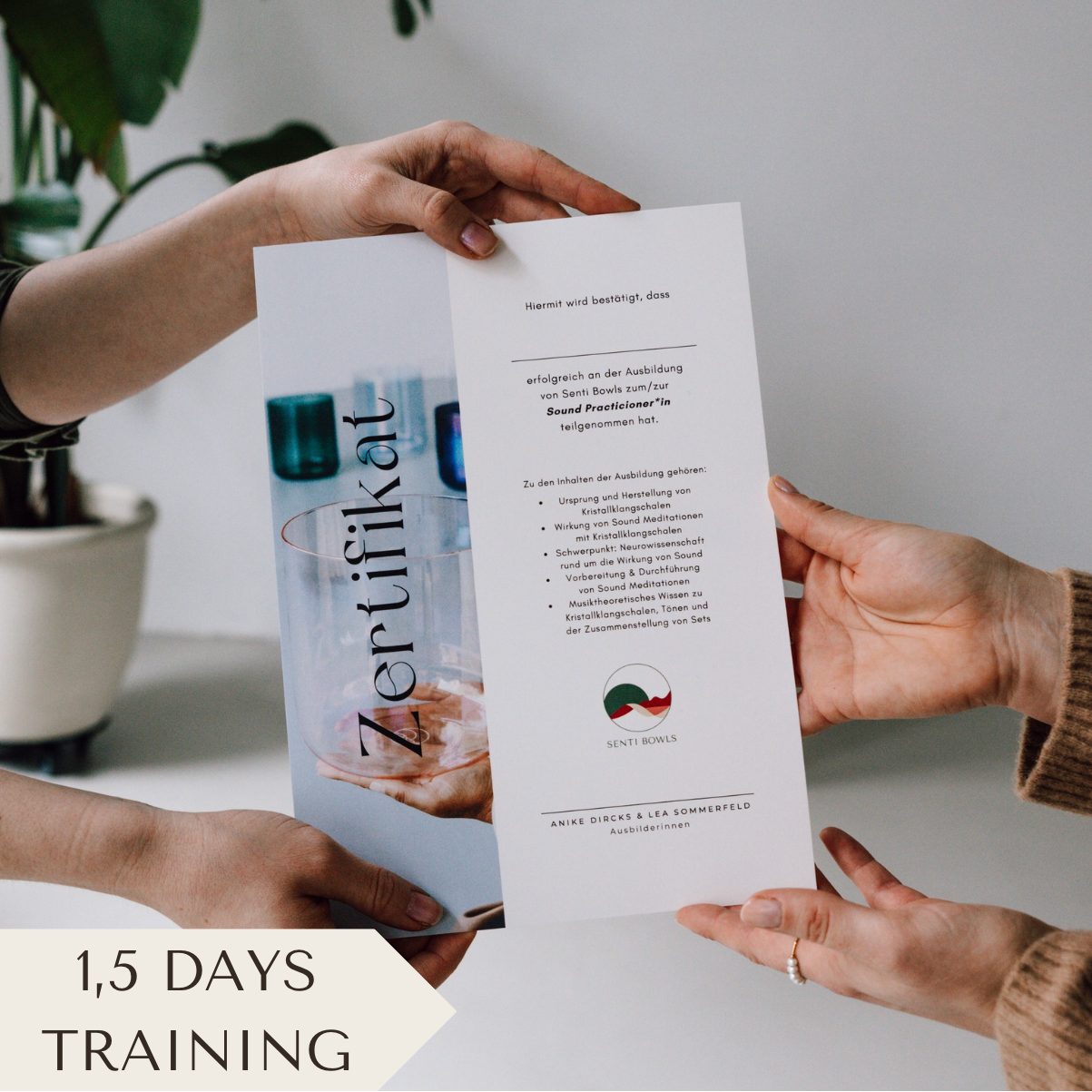 Bei Sound Practitioner Training bei Senti Bowls in Berlin erählst du zum Abschluss dein Zertifikat zum Senti Sound Practitioner