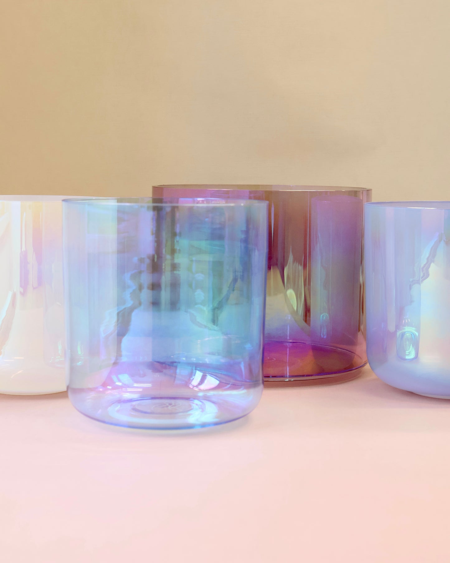 Set Kristallklangschalen Ton C E G D# für Sound Meditationen Senti Bowls
