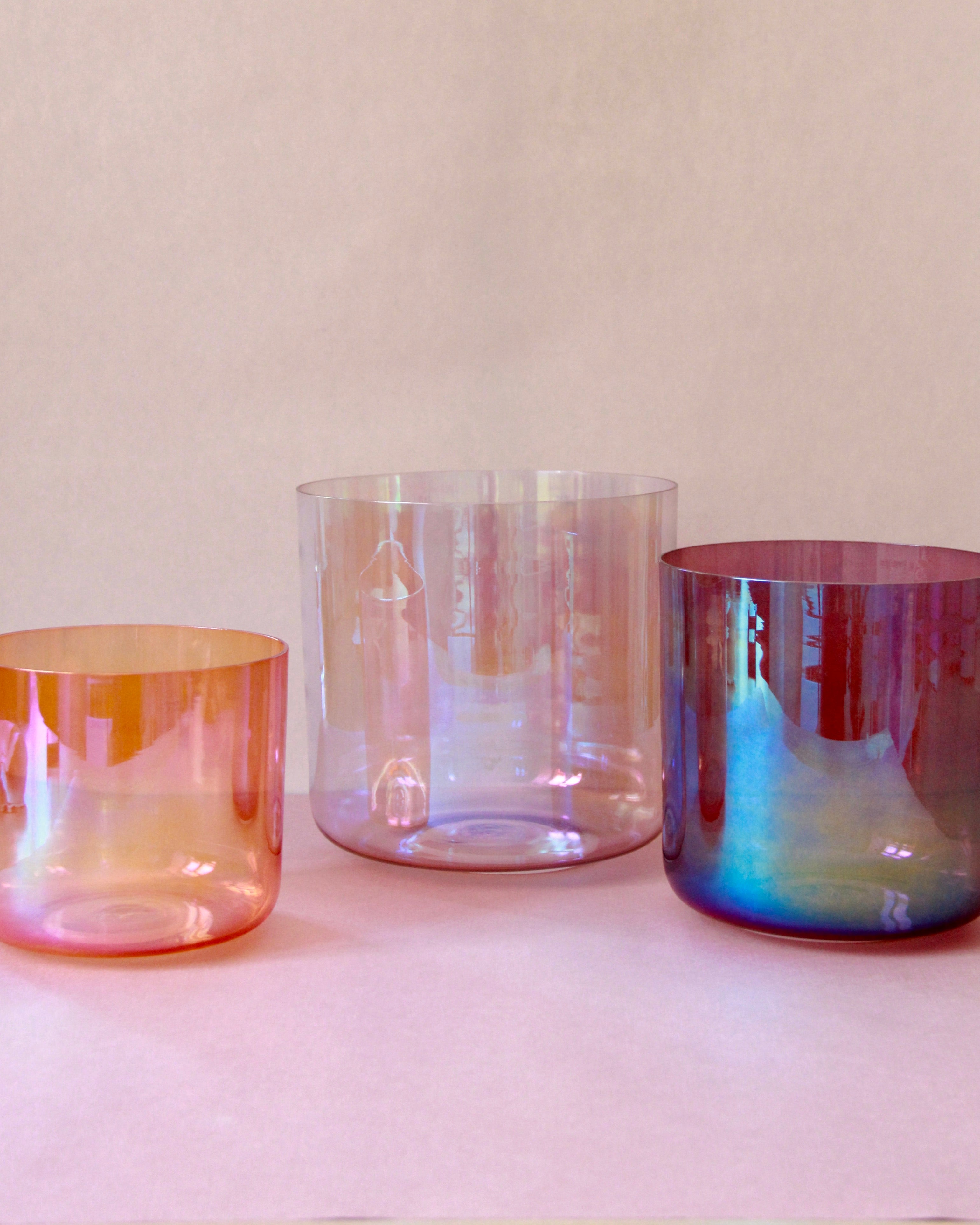 Set Kristallklangschalen Ton C E G für Sound Meditationen Senti Bowls