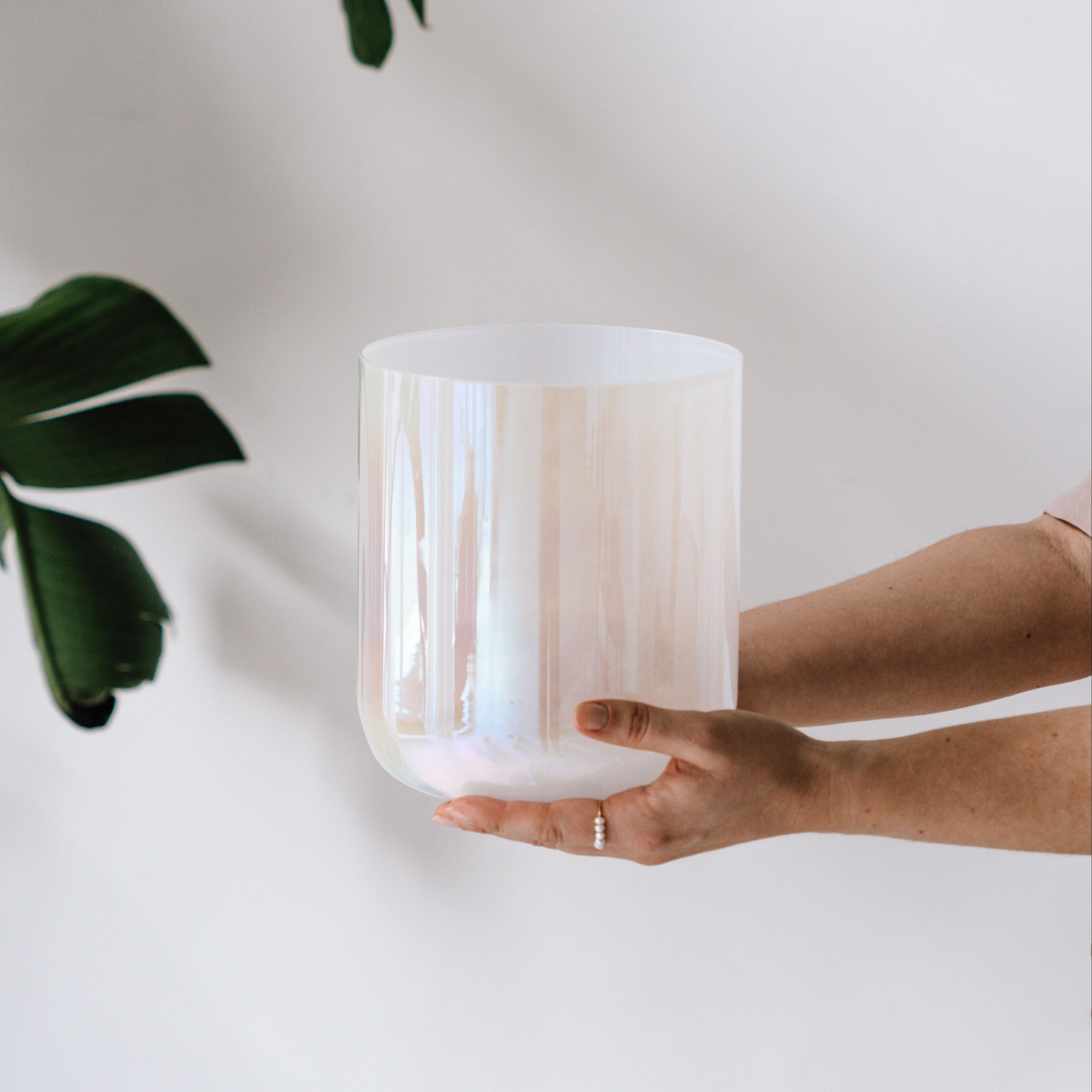 Hochwertige Kristallklangschale aus Quarzkristall – die Senti Bowl im natürlichen Licht