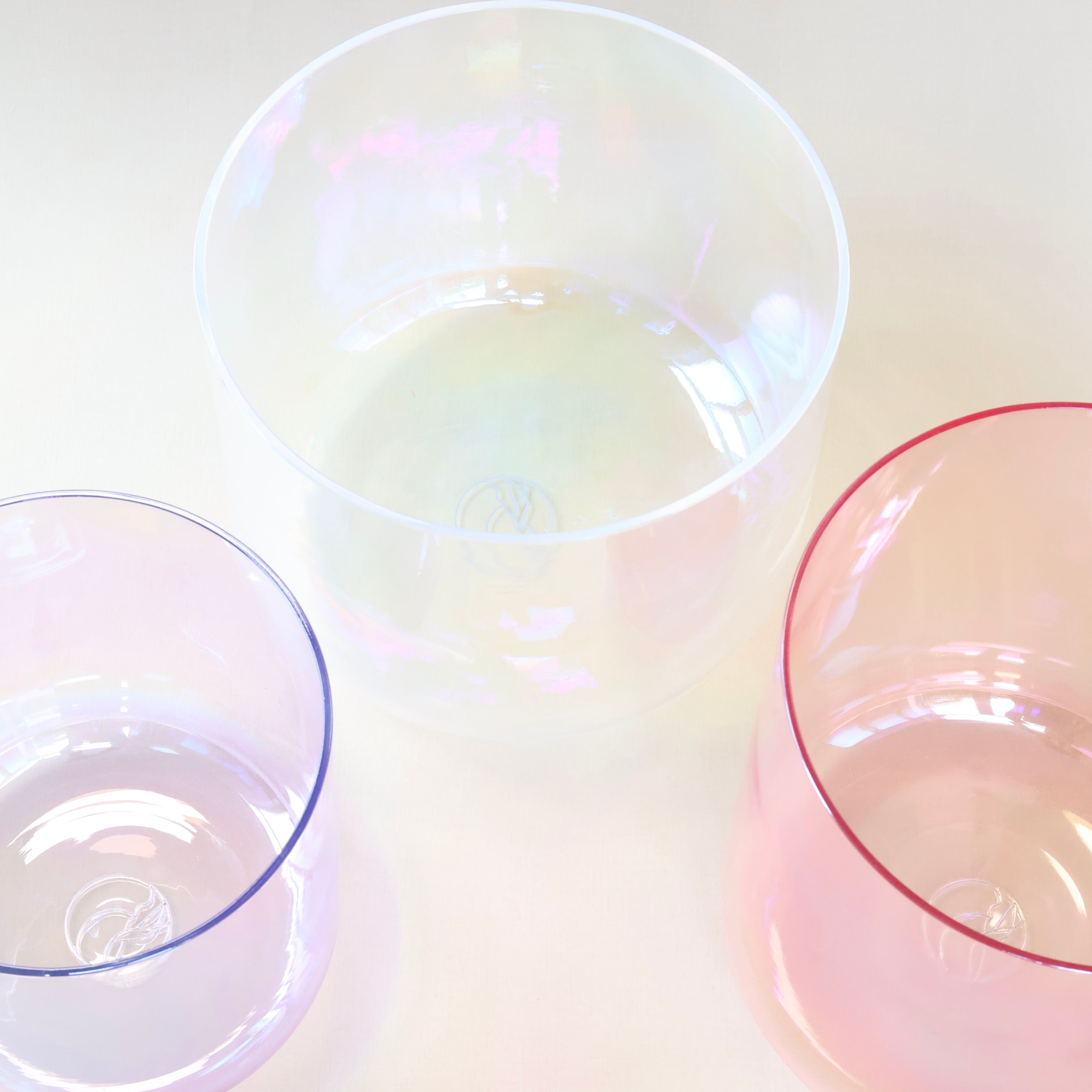 Rose von Senti Bowls: Starter-Set aus Quarzkristall mit aufeinander abgestimmten Frequenzen für den Einstieg in Sound Meditation.