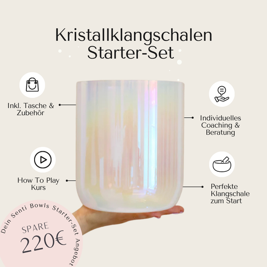 Das perfekter Anfänger Set zum Spielen von Sound Meditationen und Soundbädern mit Kristallklangschalen