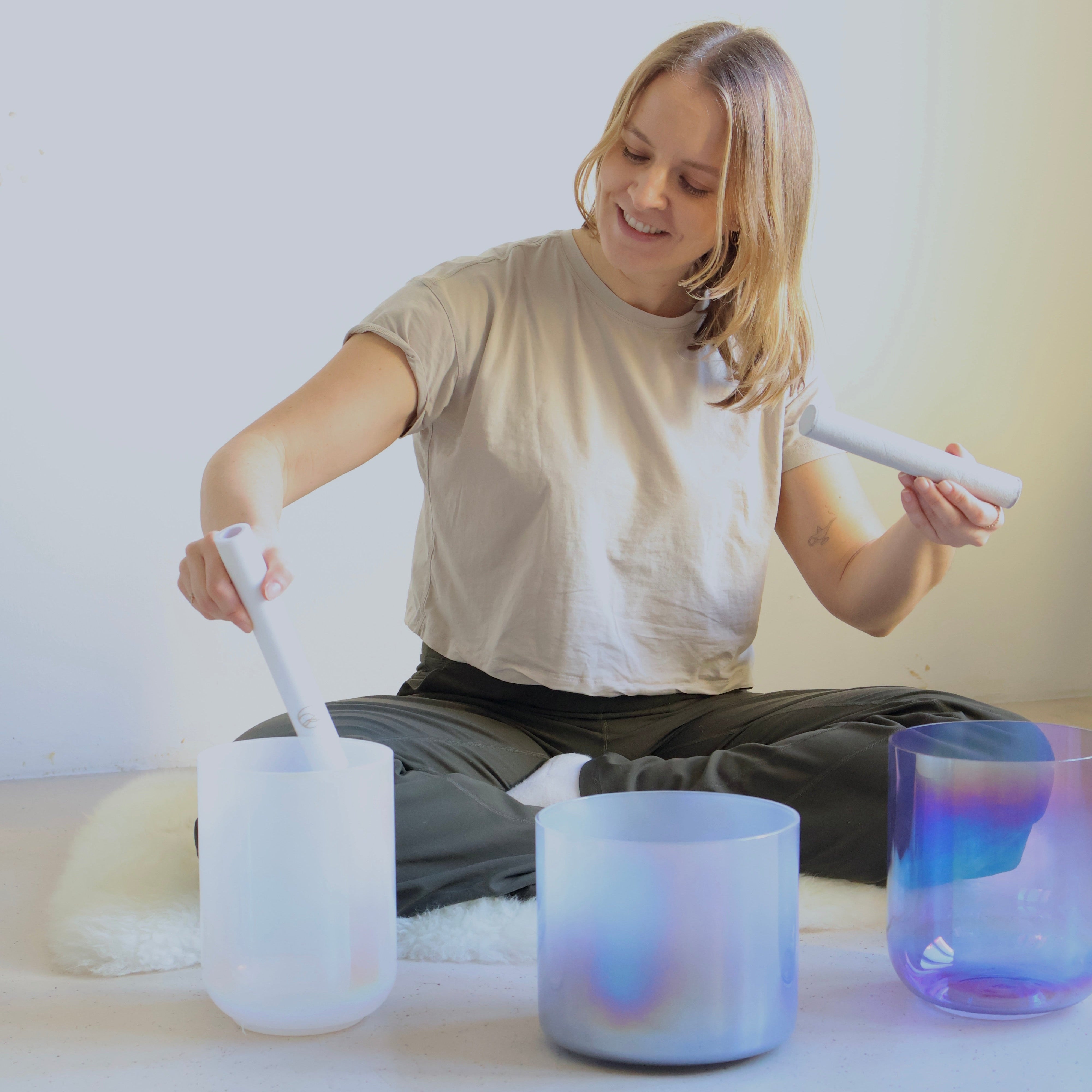 Kristallklangschalen Set für Anfänger für das Halten von Soundhealing Sound Meditationen.