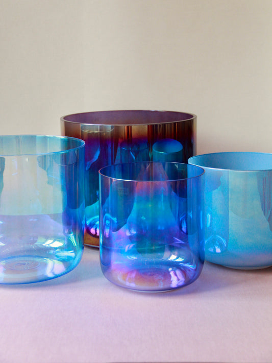 Set Kristallklangschalen Ton C#  F G# E für Sound Meditationen Senti Bowls
