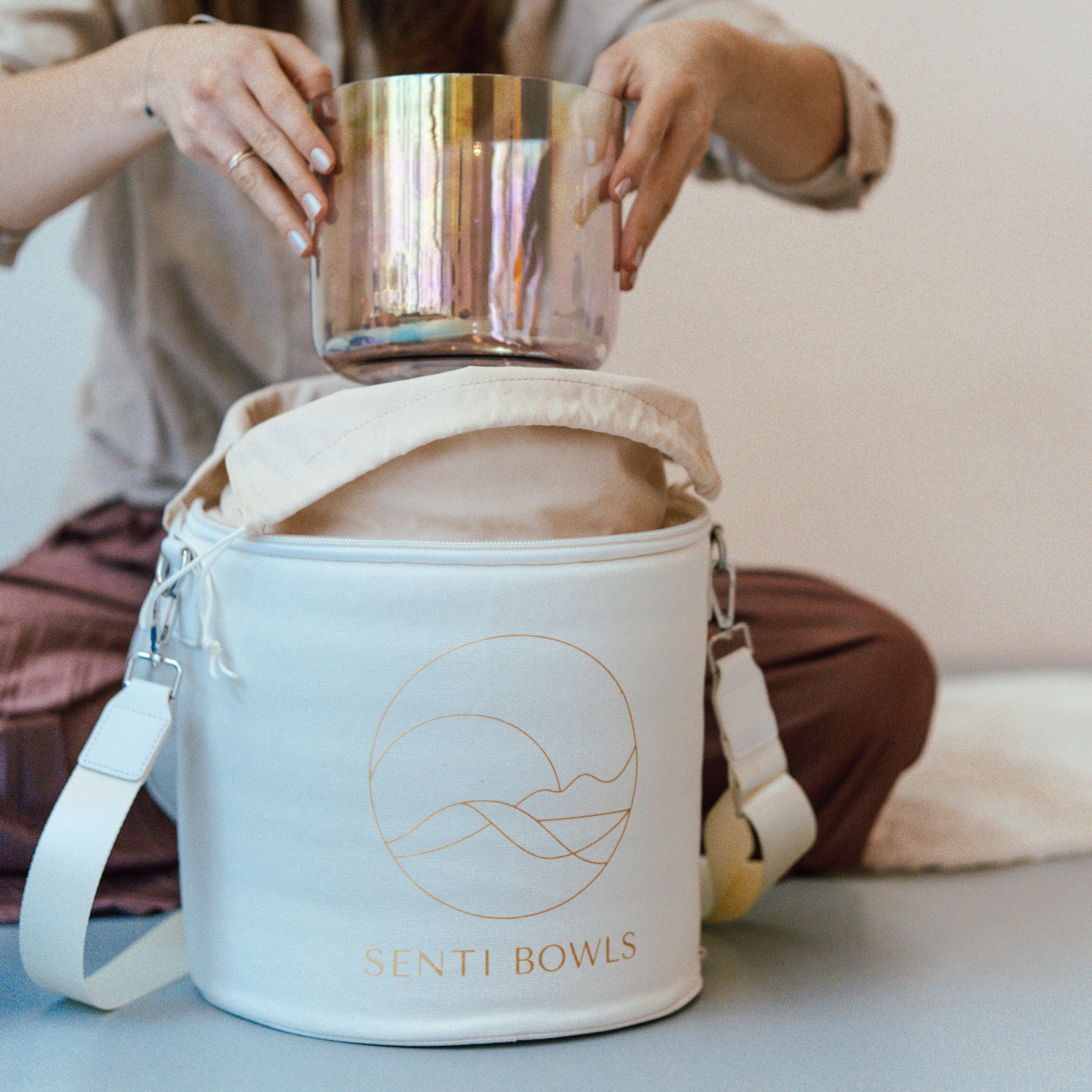 Sicher Tasche für Kristallklangschalen mit Tragegurt